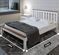 Cama Casal Madeira Maciça Branco C/ Moldura Honey Woodstore