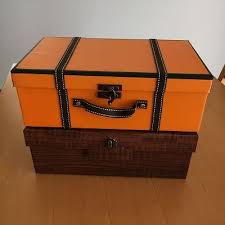 空き箱をトランク 木箱風にリメイクしました アトリエ コイケイコ 段ボール リメイク 段ボール 空き箱