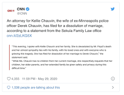 Kellie chauvin filed for divorce on may 31, days after her. Wife Of Cop Charged With George Floyd S Murder Decides To File For Divorce