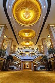 Ornate Interior Of The Luxury Emirates Palace Hotel Abu Dhabi United Arab Gold Ceiling Picture Library Hotel