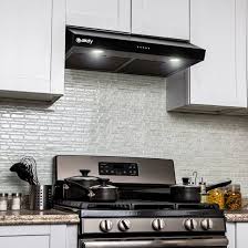 Ducted hoods tend to be more efficient for getting rid of humidity and steam from the cooking area due to the fact they are not actually filtering and recirculating the air. Akdy 30 217 Cfm Ducted Under Cabinet Range Hood In Black Painted Reviews Wayfair