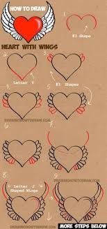 How To Draw A Heart With Wings Easy Step By Step Drawing Tutorial How To Draw Step By Step Drawing Tutorials Wings Drawing Drawing Tutorial 3d Drawing Tutorial