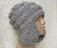 Gray Marble Tweed Ear Flap Hat Trapper Cap Gray Hat Canada Etsy Ear Flap Hats Knitted Hats Knitting