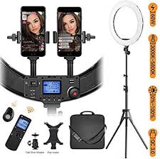 Amazon Com Ring Light With Wireless Remote And Ipad Holder Pixel 19 Bi Color Ring Light With Stand 60w 3000 58 Ring Light With Stand Color Ring Light Ring