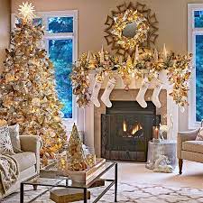 Diy Projects Ideas Christmas Tree And Fireplace Gold Christmas Decorations White Christmas Trees