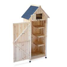 Armoire De Jardin En Bois Mimosa Naturel 65 X 55 X 178 Cm Abri De Jardin Armoire De Rangement Range Outils Products Abri De Jardin Armoire De Jardin