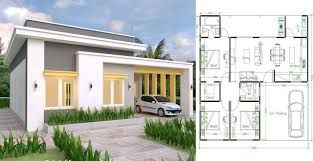 La Maison A Parking Et Jardin Salon Salle A Manger Cuisine 3 Chambres 2 Salles De Bain La Lessive Plan De Maison Plans Petite Maison Moderne Maison