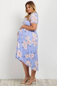 Pinkblush Periwinkle Floral Hi Low Plus Maternity Wrap Dress Buying Maternity Clothes Plus Size Maternity Dresses Beautiful Maternity Dresses