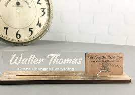 Name Plate Laser Engraved Desk Organizer Custom Name Sign Business Card Holder Cell Phone Holder Desk Accessories Office Decor In 2020 Name Plate Business Card Holders Cute Office Decor