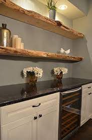 Simply placing a floating shelf in place of an upper cabinet can change the dynamics and create a feeling of more space. Basement Bar Ideas Diy Basement Bar Ideas Basement Bar Ideas Pinterest Click Here For More Ideas Floating Shelves Kitchen Home Decor Kitchen Crashers