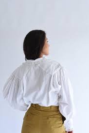 Vintage White Puff Sleeve Shirt Eyelet Pleats Folk Blouse White Blouse Top Romantic Blouses Puff Sleeve