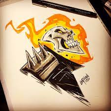 Derek Laufman On Twitter Ghost Rider Drawing Drawing Superheroes Superhero Sketches