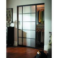Contractors Wardrobe 60 In X 81 In Silhouette 5 Lite Bronze Aluminum Frame Mystique Glass Interior Sliding Door Si5 6081bz2x The Home Depot Sliding Doors Interior Glass Closet Doors Glass Closet