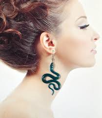 Green Snake Earrings Resin Jewelry Serpent Animal Totem Gift Goth,  Turquoise Earring Funny Women Witchy Earrings Statement, Sister Gift Idea