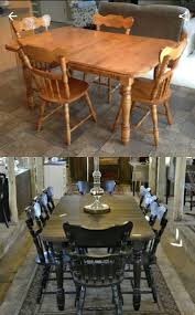 Complete table at new home. Maple Dining Set Refinished Solid Maple Table Was Still Sturdy And Strong But Finish Was Sho Kitchen Table Makeover Maple Dining Table Dining Table Makeover