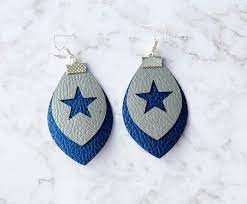 Dallas Cowboys Leather Earrings Dallas Cowboys Earrings Etsy Leather Earrings Etsy Earrings Dallas Cowboys Jewelry