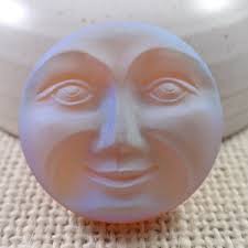 18mm Matte Amber AB Glass Button With Man in the Moon Design (1)