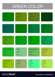 Green Color Codes And Names Selection Colors