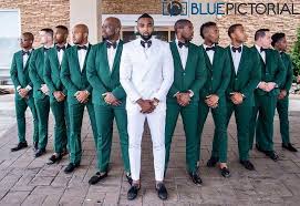 A gift that keeps on giving. Colored Suit 40empirestate Mj And His Men Amillionstyles Madailygist Green Wedding Suit Wedding Suits Groom African Wedding Attire
