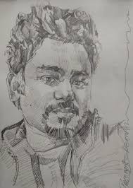 Four different photos combined to one family picture Size 12×14 Pencil  sketch