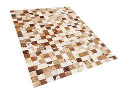 Strapazierfähig, enthaart nicht, unikat pflege: Teppich Kuhfell Braun Weiss 160 X 230 Cm Patchwork Kurzflor Camili Beliani De