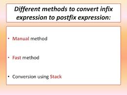 This repeated scanning makes the process very inefficient and time consuming. Infix To Postfix Conversion Powerpoint Slides