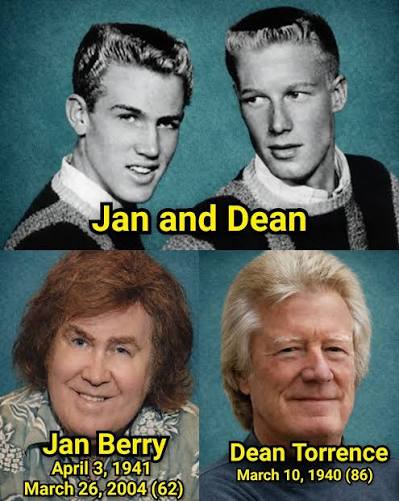    ?? ☘️❤️ Jan and Dean were an American  rock duo consisting of William Jan Berry (April 3, 1941 – March 26, 2004)  and Dean Ormsby Torrence (born March 10,