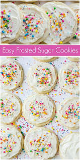 Easy Frosted Sugar Cookies In 2020 Sugar Cookies Recipe Sugar Cookie Frosting Chewy Sugar Cookie Recipe