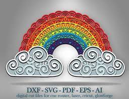 Download Rainbow Shadow Box Svg 3d Rainbow Mandala Svg Cut Files Laser Cut Files Multilayer Cricut Svg Glowforge File Craftmegood