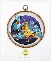 This pdf/jpegs counted cross stitch pattern available for instant download. Amazon Com Aladdin K005 Counted Cross Stitch Pattern 4 Printed Schemes Inside No Fabric Threads Needles Hoops Embroidery Pattern Arts Crafts Sewing