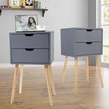 Maybe you would like to learn more about one of these? Jaxpety Set Of 2 Mid Century Modern Nightstand Bedside Table Sofa End Table Bedroom Decor 2 Drawers Storage With Solid Wood Legs Gray Walmart Com Walmart Com