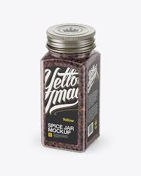 Spice Jar With Black Pepper Mockup Half Side View High Angle Shot In Jar Mockups On Yellow Images Object Mockups Mockup Free Psd Business Card Mock Up Spice Jars