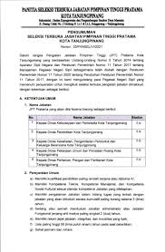 Check spelling or type a new query. Pemko Tanjungpinang Buka Seleksi 5 Jabatan Pimpinan Tinggi Pratama