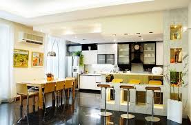 Even if you are not able to paint your small kitchen, some flowering plants with their vibrant green vegetation or a colorful rug with crazy designs will brighten up any space. Dining Room Kitchen Design Layjao