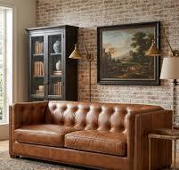 Tuxedo Leather Sofa - Light Brown
