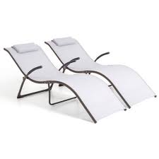 Kozyard cozy aluminum adjustable chaise lounge chairs. 2pc Outdoor Portable Reclining Chaise Lounge Chairs Light Gray Crestlive Products Target