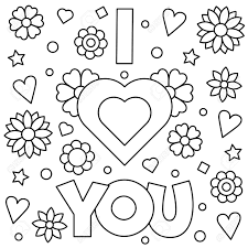 Hello kitty black and white. I Love You Coloring Page Vector Illustration Royalty Free Cliparts Vectors And Stock Illustration Image 94672861