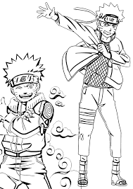 Naruto veux devenir le plus puissant ninja de son village. Coloriage Avec Deux Naruto Razukraski Com