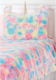 Unicorn Rainbow Faux Fur Comforter Set Twin Size Unicorn Room Decor Girls Room Decor Unicorn Bedroom