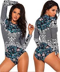 Funnygirl Womens Rashguard Long Sleeve Zip Uv Protection Print Surfing Swimsuit Swimwear Bathing Suits Bu Rash Guard Women Surf Swimsuit Fashion Clothes Women