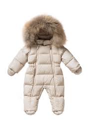 Italian Luxury Down Filled Snowsuit With Fur In Beige And Sand Il Gufo Baby Girl Snowsuit Baby Girl Outfits Newborn Baby Boy Outfits