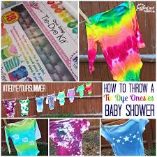 Summer Baby Shower With Tie Dye Onesies Juggling Act Mama Baby Shower Crafts Baby Shower Onesie Backyard Baby Showers