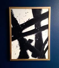 Black And Gold Painting Diy Powder Room Revamp White Artwork Black And White Artwork Abstract Painting