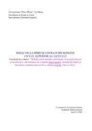 Jurnalul intim in care personajul narator noteaza fiecare moment al experientei iubirii ; Criterii De Apreciere Universitatea Petru Maior