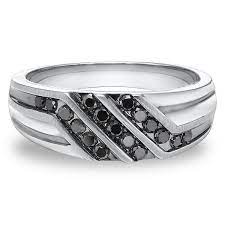 1 2 Ct Tw Black Diamond Men S Band In Sterling Silver Helzberg Diamonds Diamond Engagement Wedding Ring Jewelry Wedding Rings