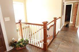 Stair Systems Cherry Box Newel Posts Mix Nicely With Prefinished White Balusters And A Cherry Handrail In This Sunny St Moldings And Trim Stairs Decor Design