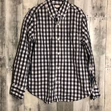 J Crew Boys Navy And White Gingham Button Down