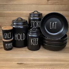 Black And White Canisters Set New Rae Dunn Black Canister Set This Set Includes 1 Rae Dunn Black Keep Canister 1 Rae Dunn Black Store Canister 1 Rae Dunn Black Kitchen Canisters Dunn