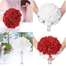 The number of eucalyptus greens you use in your bouquet is totally up to you. 23 Pcs Crystal Roses Pearl Bridesmaid Wedding Bouquet Bridal Artificial Silk Flowers Buy From 9 On Joom E Commerce Platform