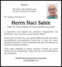 What does naci stand for? Traueranzeigen Von Naci Sahin Wirtrauern